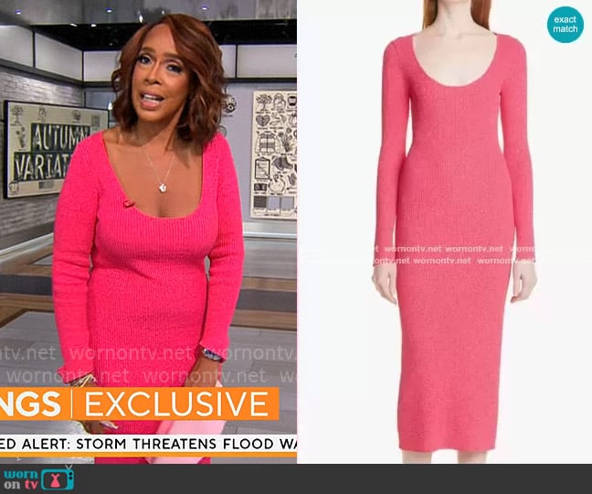 Ganni Melange knit midi dress worn by Gayle King on CBS Mornings Ganni Melange knit midi dress worn by Gayle King on CBS Mornings
