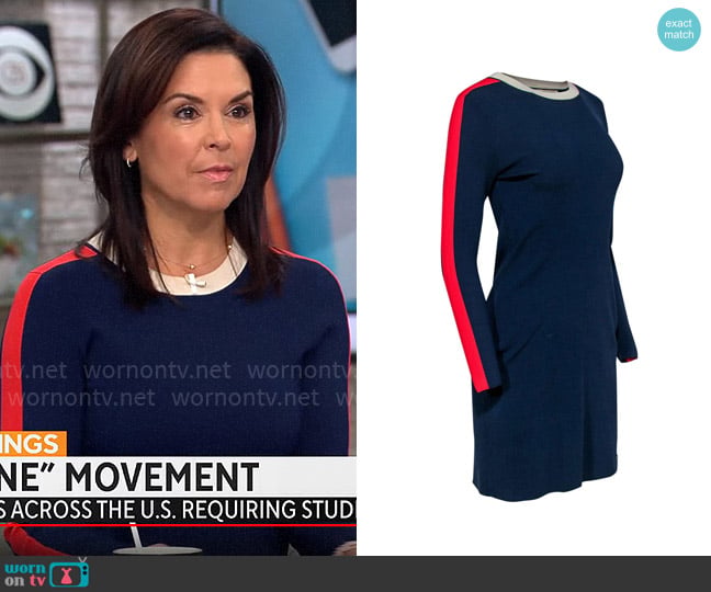 Ted Baker Racing Stripe Dress worn by Meg Oliver on CBS Mornings Ted Baker Racing Stripe Dress worn by Meg Oliver on CBS Mornings