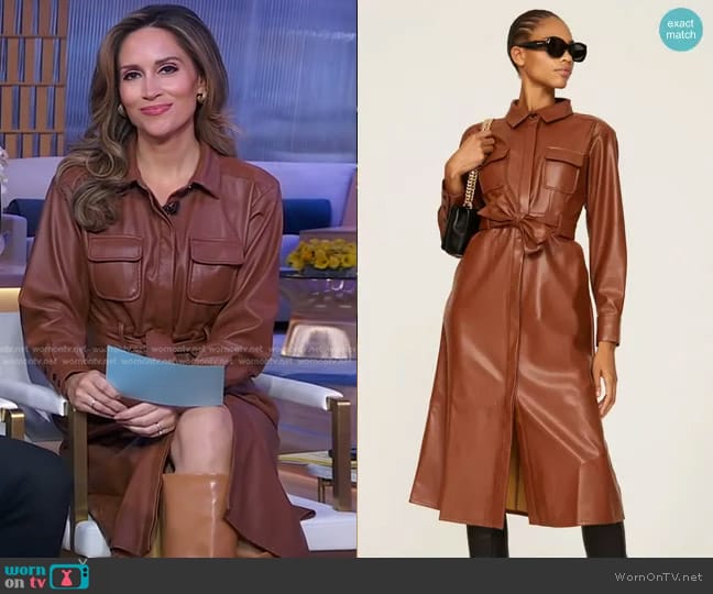 Marissa Webb Collective Faux Leather Shirt Dress worn by Rhiannon Ally on Good Morning America Marissa Webb Collective Faux Leather Shirt Dress worn by Rhiannon Ally on Good Morning America