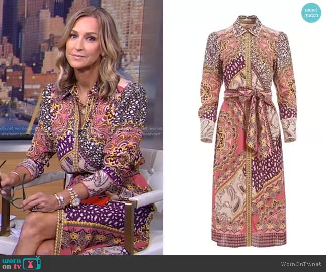 Alice + Olivia Luanne Patchwork Shirt Dress worn by Lara Spencer on Good Morning America Alice + Olivia Luanne Patchwork Shirt Dress worn by Lara Spencer on Good Morning America