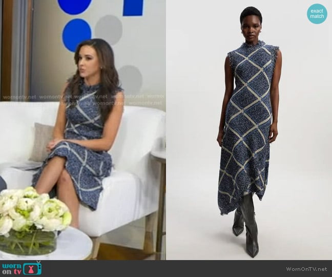 Karen Millen Tweed Yarn Fringe Trim Knitted Dress worn by Hanna Battah on Good Morning America Karen Millen Tweed Yarn Fringe Trim Knitted Dress worn by Hanna Battah on Good Morning America