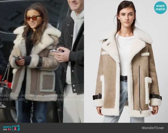 All Saints Bronx Shearling Coat worn by Kendall White on Next Gen NYC All Saints Bronx Shearling Coat worn by Kendall White on Next Gen NYC