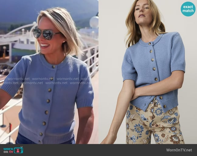 Ann Taylor Weekend Short Sleeve Cardigan in Sea Haze worn by Dylan Dreyer on Today
