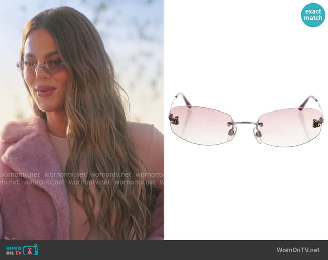 Chanel Interlocking CC Logo Narrow Sunglasses worn by Khloe Kardashian on The Girls A Khloe Kardashian Project Chanel Interlocking CC Logo Narrow Sunglasses worn by Khloe Kardashian on The Girls A Khloe Kardashian Project