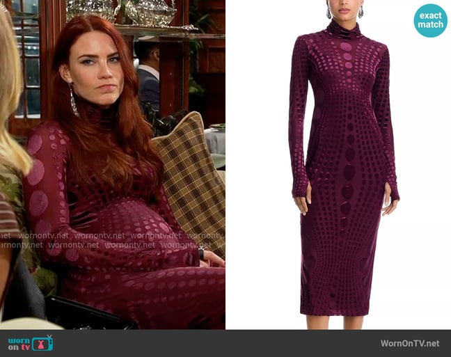 AFRM Shailene Burnout Dress in Cab Tonal worn by Sally Spectra (Courtney Hope) on The Young and the Restless AFRM Shailene Burnout Dress in Cab Tonal worn by Sally Spectra (Courtney Hope) on The Young and the Restless