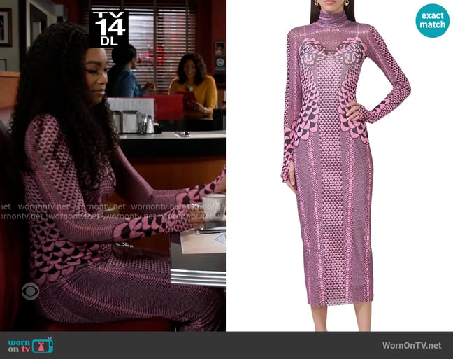 AFRM Shailene Dress in Pink Petal worn by Chelsea Hamilton (RhonniRose Mantilla) on Beyond the Gates AFRM Shailene Dress in Pink Petal worn by Chelsea Hamilton (RhonniRose Mantilla) on Beyond the Gates