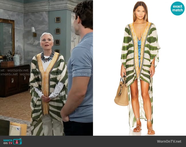 Agua Bendita Dara Printed Cover Up Tunic worn by Tracy Quartermaine (Jane Elliot) on General Hospital Agua Bendita Dara Printed Cover Up Tunic worn by Tracy Quartermaine (Jane Elliot) on General Hospital