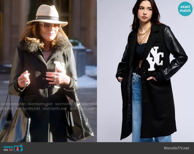 Akira Brentwood Varsity Trench Jacket worn by Luann de Lesseps on The Real Housewives Ultimate Girls Trip Akira Brentwood Varsity Trench Jacket worn by Luann de Lesseps on The Real Housewives Ultimate Girls Trip