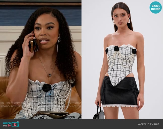 Akira Heaven Sent Tweed Corset worn by Chelsea Hamilton (RhonniRose Mantilla) on Beyond the Gates