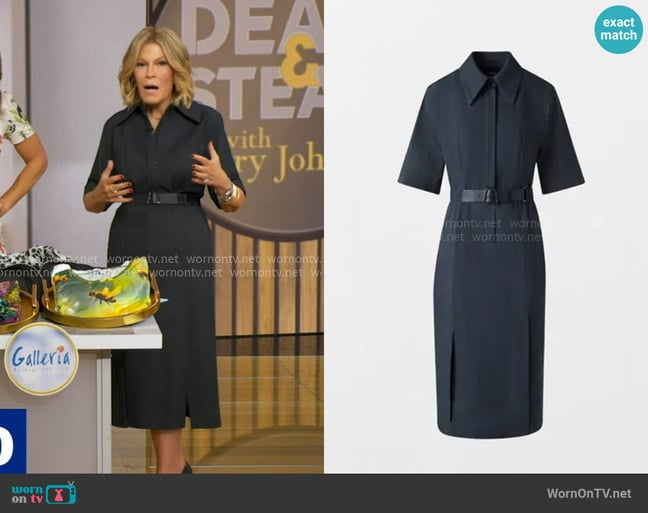 Akris Short Sleeve Shirt Dress in Cotton Denim Black worn by Tory Johnson on Good Morning America Akris Short Sleeve Shirt Dress in Cotton Denim Black worn by Tory Johnson on Good Morning America