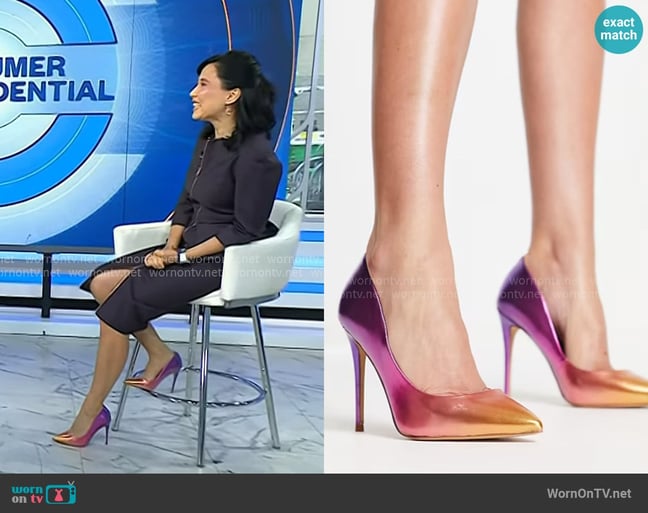 Aldo Stessy Heeled Shoes in purple ombre worn by Vicky Nguyen on Today
