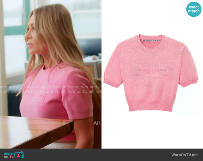 Alexander McQueen Logo-embossed knit top worn by Tamra Judge on The Real Housewives of Orange County Alexander McQueen Logo-embossed knit top worn by Tamra Judge on The Real Housewives of Orange County