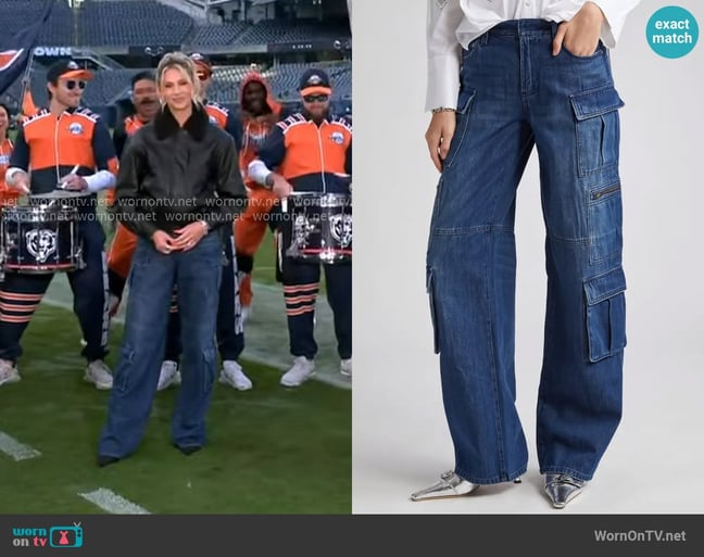 Alice + Olivia Cay Baggy Cargo Jeans worn by Laura Rutledge on Good Morning America Alice + Olivia Cay Baggy Cargo Jeans worn by Laura Rutledge on Good Morning America