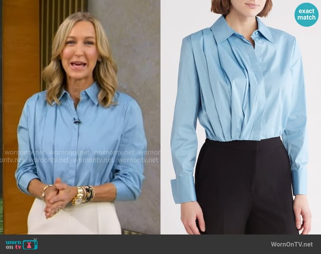 Alice + Olivia Lucile Cropped Pleated Top worn by Lara Spencer on Good Morning America Alice + Olivia Lucile Cropped Pleated Top worn by Lara Spencer on Good Morning America