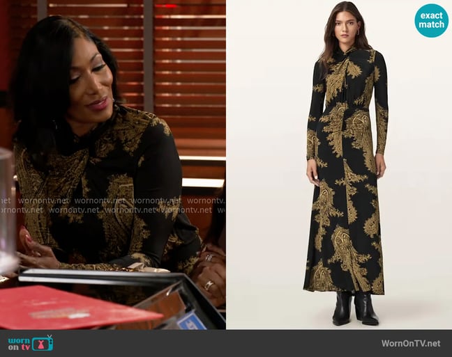 All Saints Mina Dress in Ella Black worn by Dana 'Leslie' Thomas (Trisha Mann-Grant) on Beyond the Gates All Saints Mina Dress in Ella Black worn by Dana 'Leslie' Thomas (Trisha Mann-Grant) on Beyond the Gates