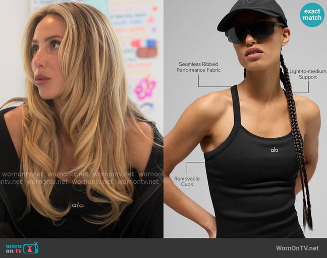 Alo Seamless Ribbed Favorite Full Length Bra Tank worn by Alix Earle on Earle Meets World Alo Seamless Ribbed Favorite Full Length Bra Tank worn by Alix Earle on Earle Meets World