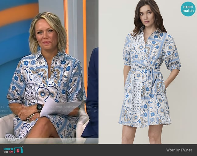 Ann Taylor Weekend Paisley Collared Shirtdress in Sea Haze worn by Dylan Dreyer on Today