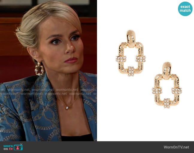 Anna & Ava Large Pave Rectangle Drop Earrings worn by Vanessa McBride (Lauren Buglioli) on Beyond the Gates