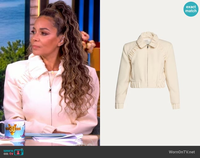 Anonlychild Ruched High-Neck Jacket worn by Sunny Hostin on The View