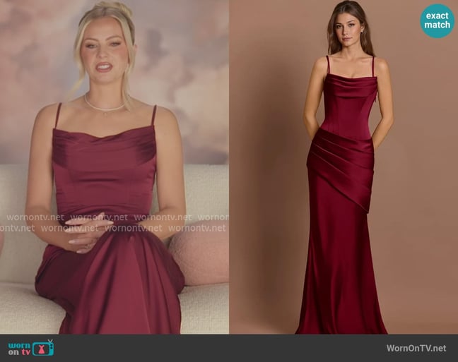 Azazie Pelagia Merlot Maxi Dress worn by Mayci Neeley on The Secret Lives of Mormon Wives Azazie Pelagia Merlot Maxi Dress worn by Mayci Neeley on The Secret Lives of Mormon Wives