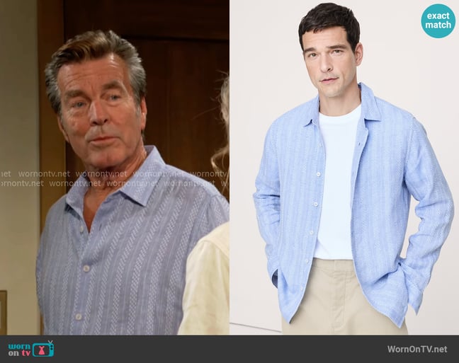 Banana Republic Standard-Fit Textured Shirt in Light Blue Texture worn by Jack Abbott (Peter Bergman) on The Young and the Restless Banana Republic Standard-Fit Textured Shirt in Light Blue Texture worn by Jack Abbott (Peter Bergman) on The Young and the Restless