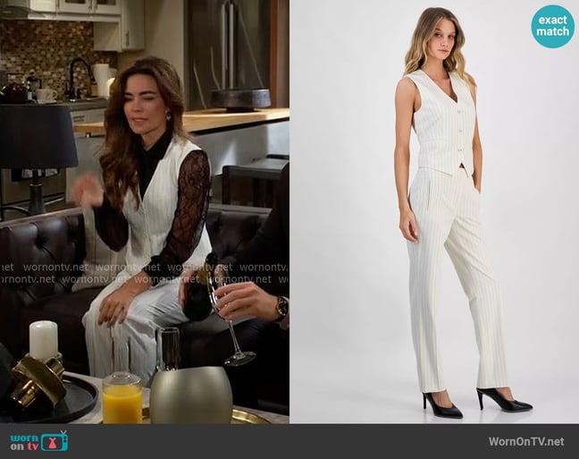 Bar III Pinstriped Vest and Pants worn by Victoria Newman (Amelia Heinle) on The Young and the Restless Bar III Pinstriped Vest and Pants worn by Victoria Newman (Amelia Heinle) on The Young and the Restless