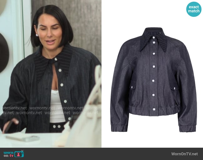 Belkys Brooke Denim Bomber Jacket worn by Ashley Earle on Earle Meets World Belkys Brooke Denim Bomber Jacket worn by Ashley Earle on Earle Meets World