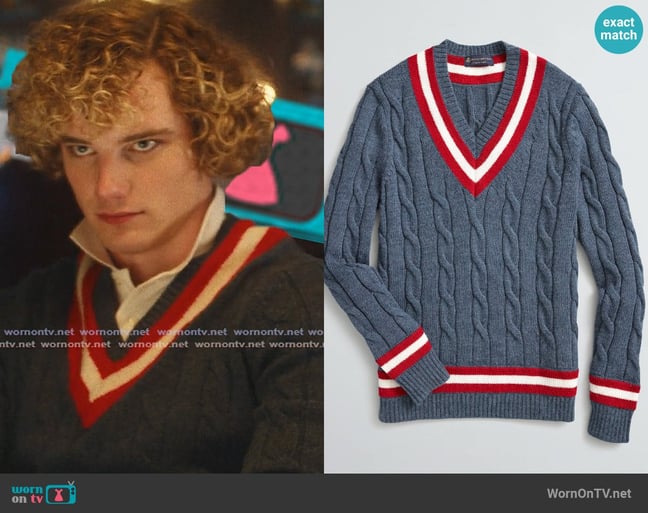 Brooks Brothers Wool Tennis Sweater worn by Thom Wright (Graham Campbell) on The Shards Brooks Brothers Wool Tennis Sweater worn by Thom Wright (Graham Campbell) on The Shards