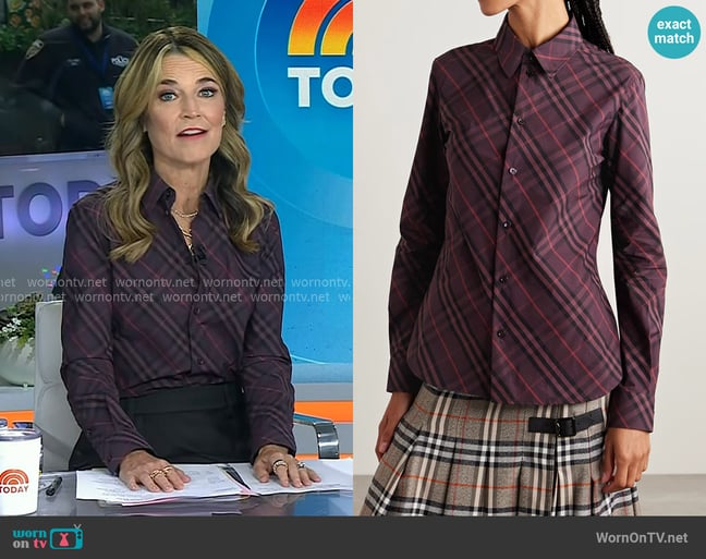 Burberry Slim Fit Check Cotton Shirt worn by Savannah Guthrie on Today Burberry Slim Fit Check Cotton Shirt worn by Savannah Guthrie on Today