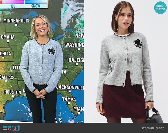 Cece Whip Stitched Flower Cardigan worn by Dylan Dreyer on Today Cece Whip Stitched Flower Cardigan worn by Dylan Dreyer on Today