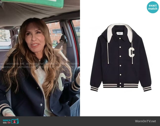 Celine Stadium Hooded Jacket worn by Carole Radziwill on The Real Housewives of New York City Celine Stadium Hooded Jacket worn by Carole Radziwill on The Real Housewives of New York City
