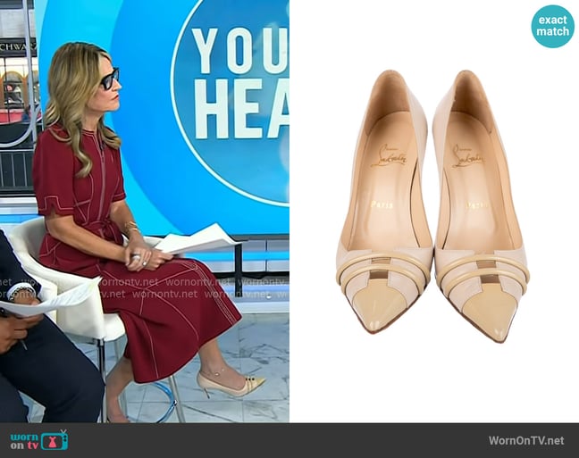 Christian Louboutin Leather Strap Details Pumps worn by Savannah Guthrie on Today Christian Louboutin Leather Strap Details Pumps worn by Savannah Guthrie on Today