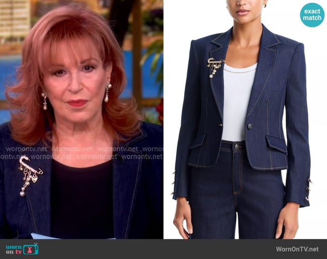 Cinq a Sept Karlie Rhinestone Pin Blazer worn by Joy Behar on The View Cinq a Sept Karlie Rhinestone Pin Blazer worn by Joy Behar on The View