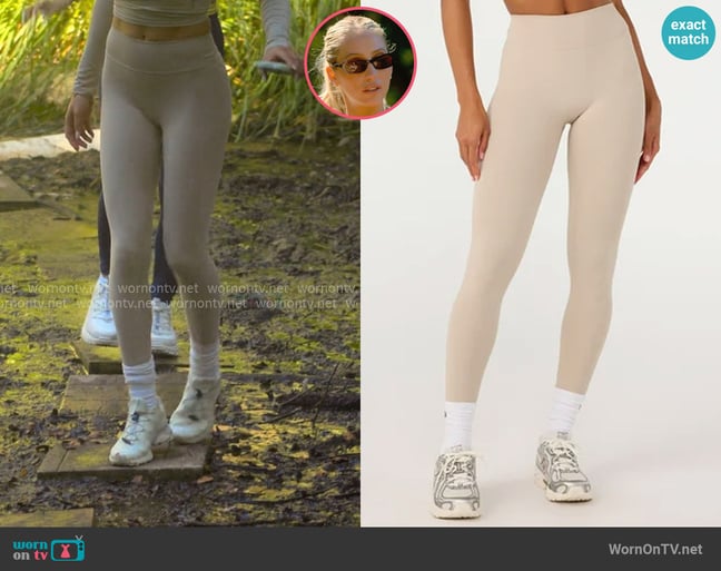CSB Form Invisible Scrunch Leggings in Fawn worn by Alix Earle on Earle Meets World