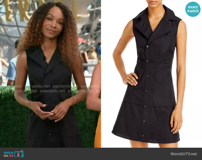Derek Lam 10 Crosby Satina Sleeveless Shirtdress worn by Zuri Hall on Access Hollywood