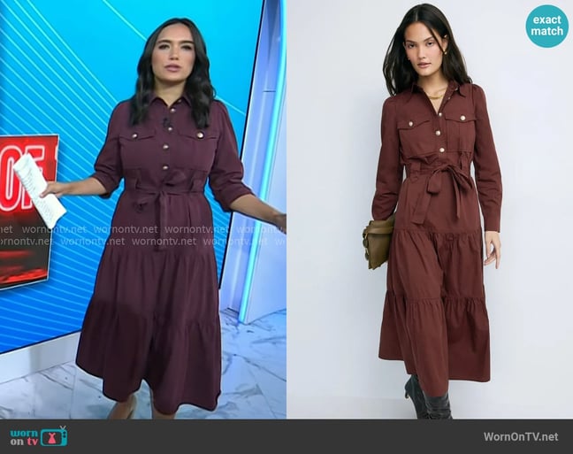 Derek Lam 10 Crosby Tie Waist Shirt Dress worn by Emilie Ikeda on Today Derek Lam 10 Crosby Tie Waist Shirt Dress worn by Emilie Ikeda on Today