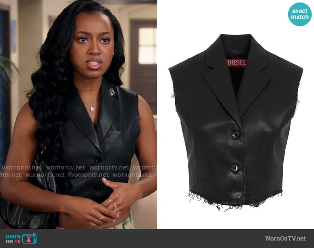 Diesel Gilet Black worn by Amina Simms (Alexis Chikaeze) on All American Diesel Gilet Black worn by Amina Simms (Alexis Chikaeze) on All American