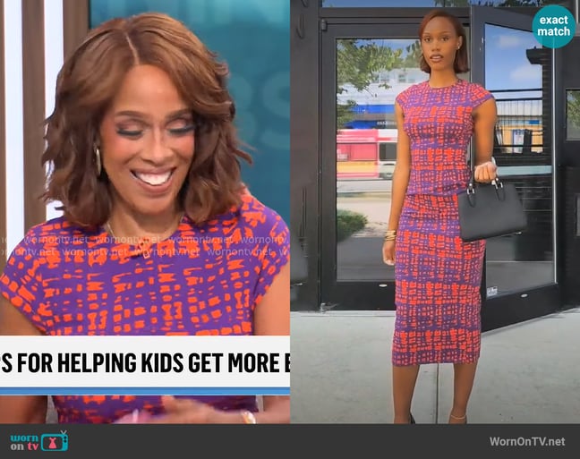 D'iyanu Ashantee Dress in Purple Tangerine Adire worn by Gayle King on CBS Mornings D'iyanu Ashantee Dress in Purple Tangerine Adire worn by Gayle King on CBS Mornings