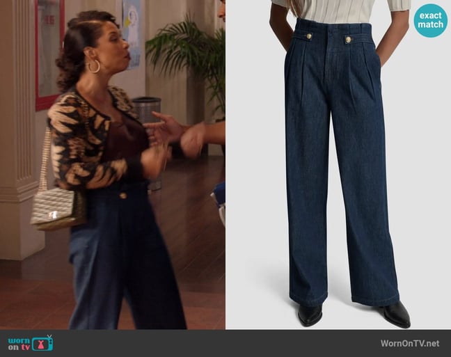 DKNY Jeans High Rise Denim Trousers worn by Ava Jeremy (Angel Parker) on All American