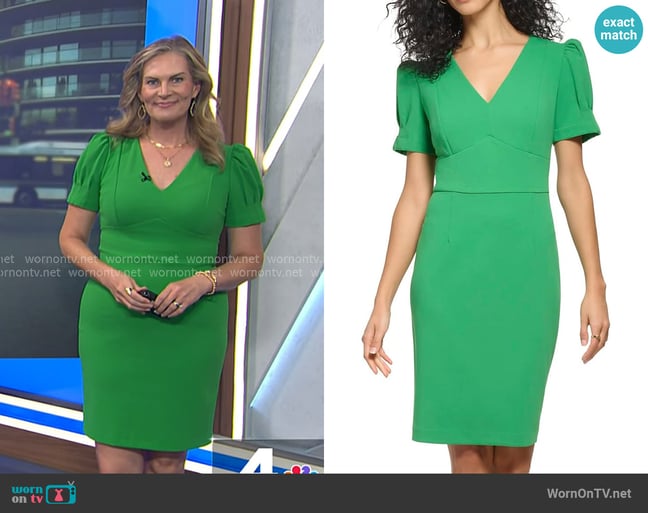 DKNY Puff Sleeve Sheath Dress worn by Emily West on Today