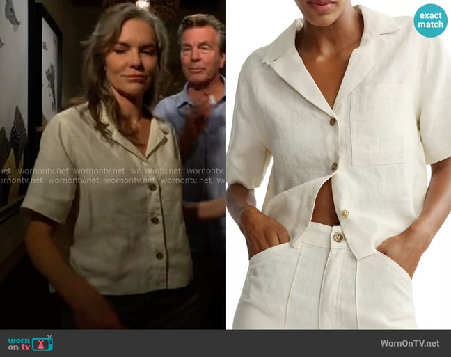 DL1961 Hampton Shirt in Flax Linen worn by Diane Jenkins (Susan Walters) on The Young and the Restless DL1961 Hampton Shirt in Flax Linen worn by Diane Jenkins (Susan Walters) on The Young and the Restless