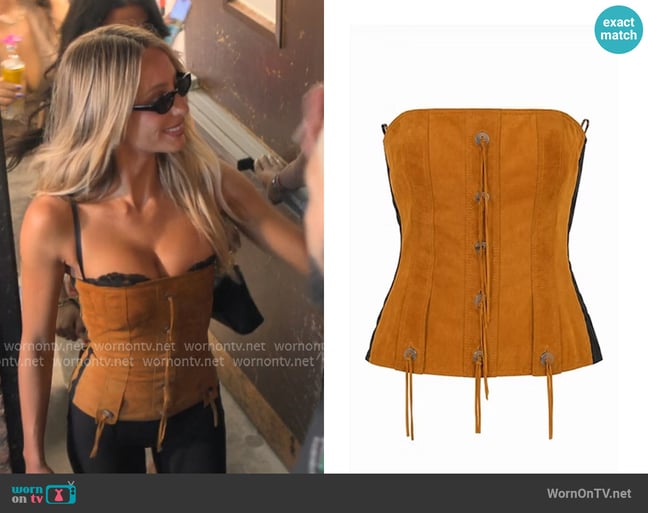 Dolce and Gabbana Leather Corset Top worn by Alix Earle on Earle Meets World Dolce and Gabbana Leather Corset Top worn by Alix Earle on Earle Meets World