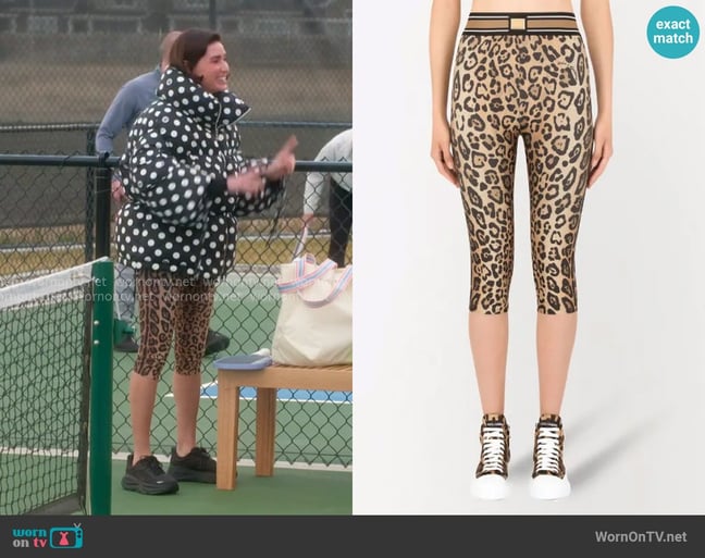 Dolce & Gabbana Leopard-print Jersey Cycling Shorts worn by Bronwyn Newport on The Real Housewives of Salt Lake City