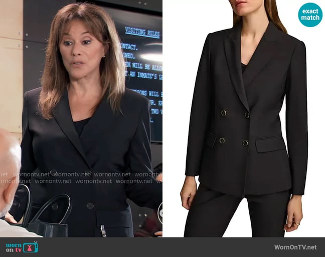 Donna Karan Double Breasted Blazer in Black worn by Alexis Davis (Nancy Lee Grahn) on General Hospital Donna Karan Double Breasted Blazer in Black worn by Alexis Davis (Nancy Lee Grahn) on General Hospital