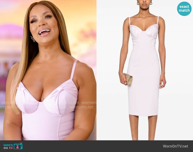 Elisabetta Franchi Satin-Bow Crepe Midi Dress worn by on The Real Housewives Ultimate Girls Trip Elisabetta Franchi Satin-Bow Crepe Midi Dress worn by on The Real Housewives Ultimate Girls Trip