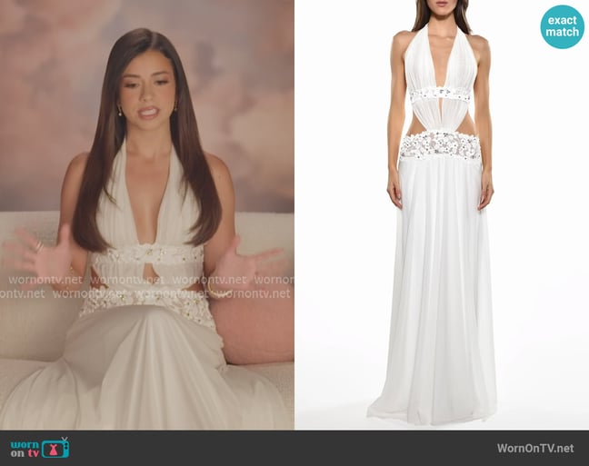 Ema Savahl English Garden Halter Gown worn by Jen Affleck on The Secret Lives of Mormon Wives Ema Savahl English Garden Halter Gown worn by Jen Affleck on The Secret Lives of Mormon Wives