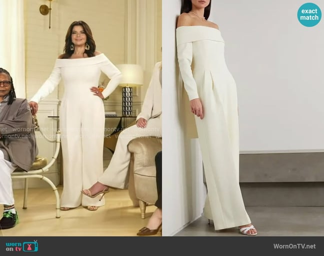 Emilia Wickstead Vesper Off-the-shoulder Crepe Jumpsuit worn by Ana Navarro on The View Emilia Wickstead Vesper Off-the-shoulder Crepe Jumpsuit worn by Ana Navarro on The View