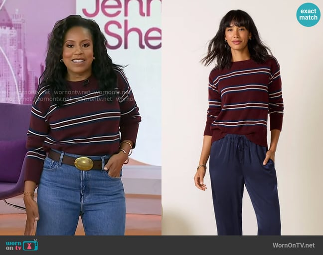 Evereve Minka Long Sleeve Cashmere Sweater worn by Sheinelle Jones on Today Evereve Minka Long Sleeve Cashmere Sweater worn by Sheinelle Jones on Today