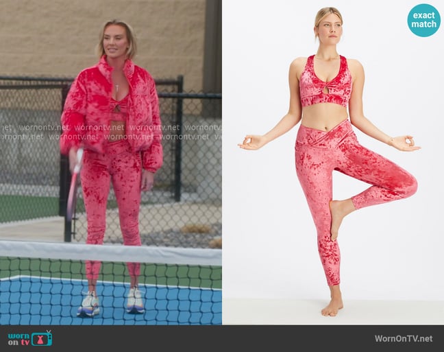 Fabletics Oasis Crushed Velour Twist Sports Bra worn by Whitney Rose on The Real Housewives of Salt Lake City
