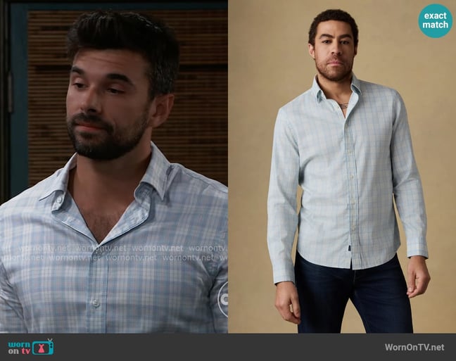 Faherty The Movement Shirt in Bermuda Shell Plaid worn by Harrison Chase (Josh Swickard) on General Hospital